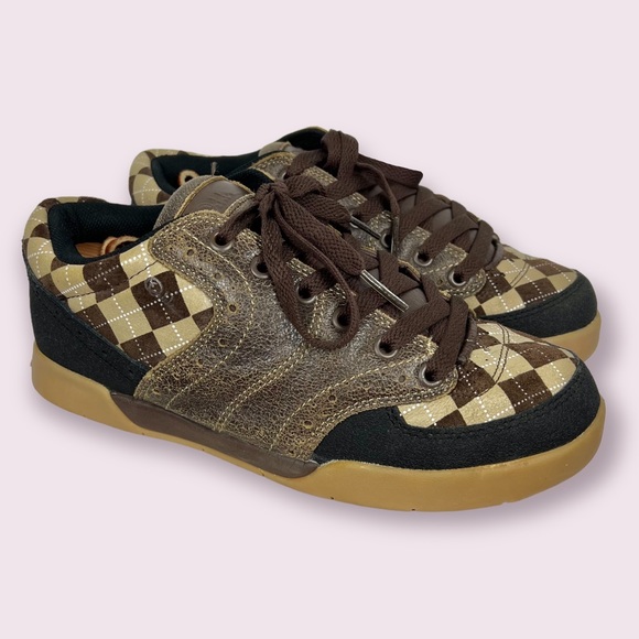 Osiris Forte Brown Brogued Leather & Argyle Skate Shoes Mens 9US Vintage Y2K EUC - Picture 1 of 10